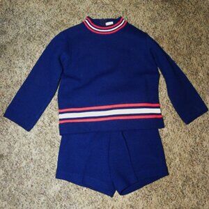Boy's Size 4T - Vintage 2-piece Navy Knit Outfit by Little World